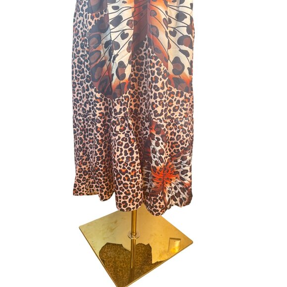2/$50 NEW Leopard M Print Boho Halter Maxi Dress Butterfly Detail Sleeveless - Picture 9 of 16
